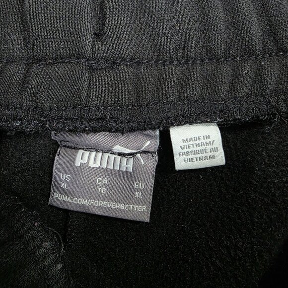 Mens Puma Black Jogger Sweatpants Drawstring Elastic Waist Cotton Blend Size XL - Picture 2 of 10